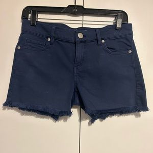 LOFT Navy Raw Hem Cut Off Shorts